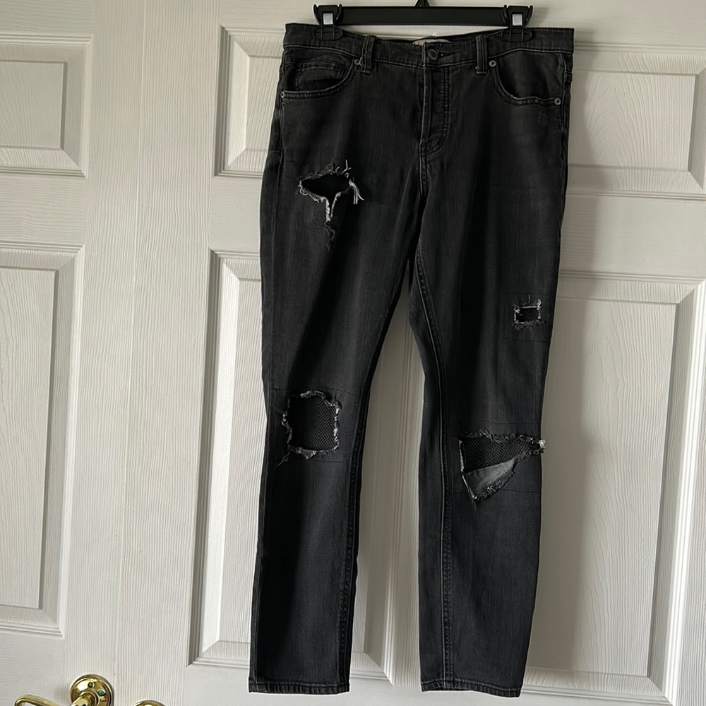 Free People Distressed Jeans, Charcoal size 29